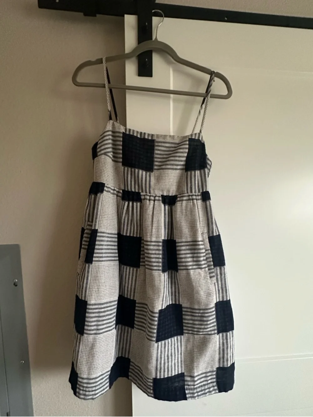 Navy & Cream Gingham Babydoll Dress - Picture 2 of 4